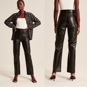 NEW Abercrombie & Fitch The Ankle Straight Vegan Leather Pants Size 28/6 Short